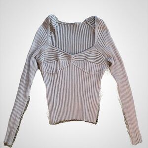 SHEIN Taupe Ribbed Knit Top